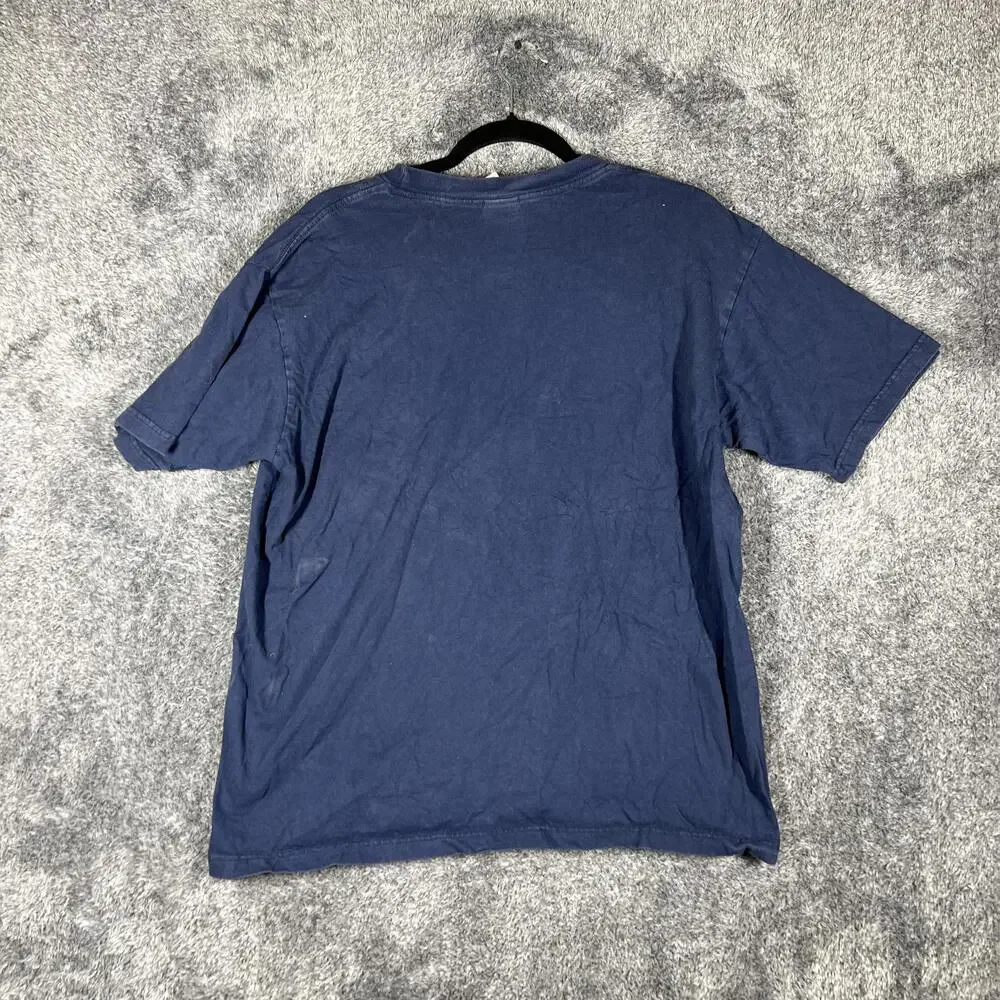 The North Face Shirt Mens L Blue Short Sleeve Crew Neck Mountain Grid Graphic